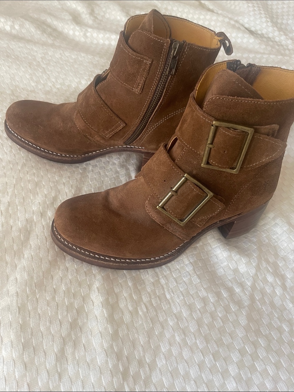 Frye Brown Suede Buckle Ankle Booties 9M